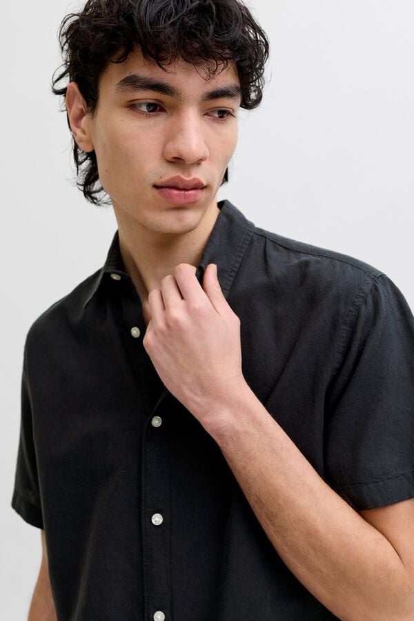 Jack & Jones Camisa regular fit em linho preto