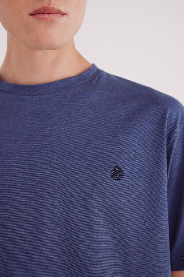 Springfield Micro stripe woven t-shirt blue