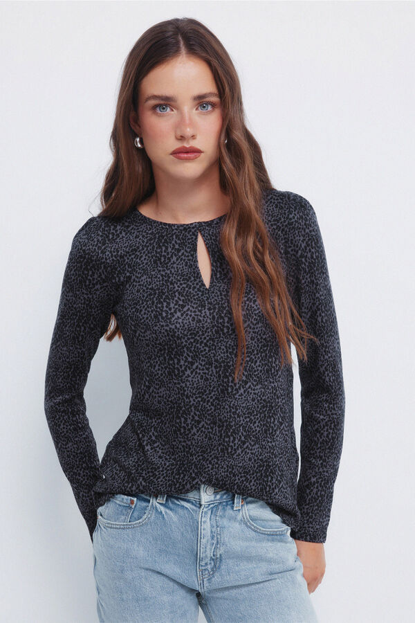 Springfield T-shirt com decote aberto cinzento