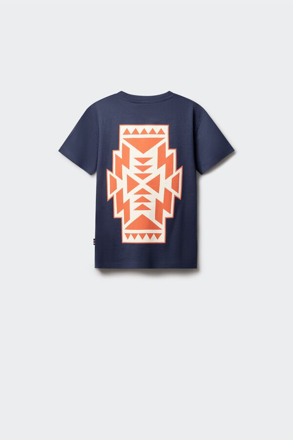 Springfield Kids T-shirt de manga curta com gr&aacute;fico &eacute;tnico para menino azul
