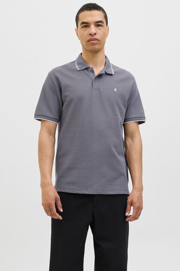 Jack & Jones Polo regular fit em malha cinzento