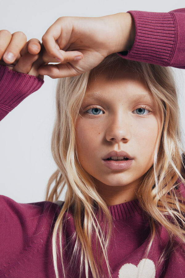 Springfield Kids Suéter de coração de menina rosa