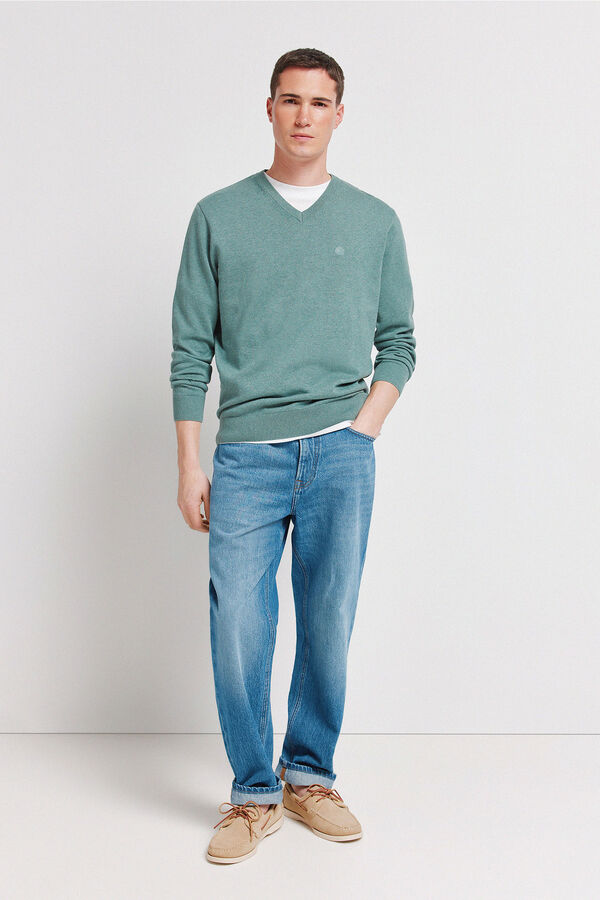 Springfield Camisola b&aacute;sica gola em bico logo Springfield azul