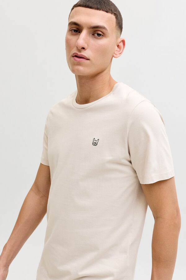 Jack & Jones T-shirt slim fit em algod&atilde;o com logo &iacute;cone cinzento