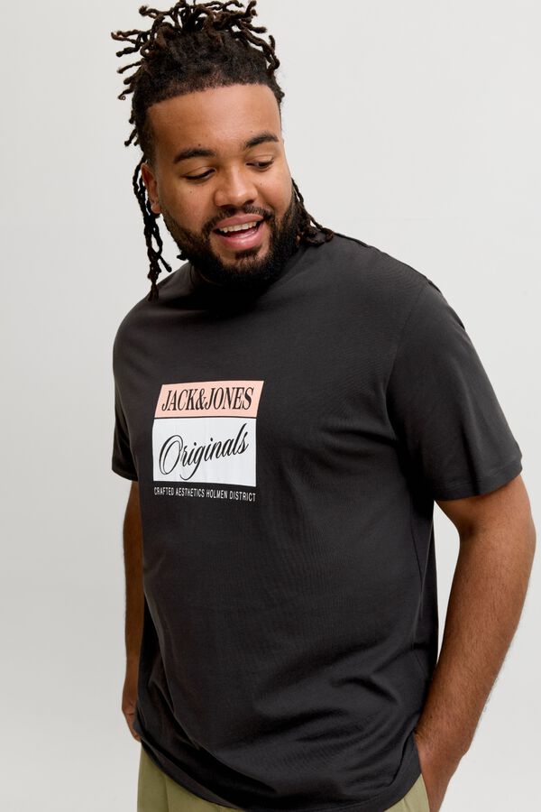 Jack & Jones PLUS T-shirt estampada de manga curta preto
