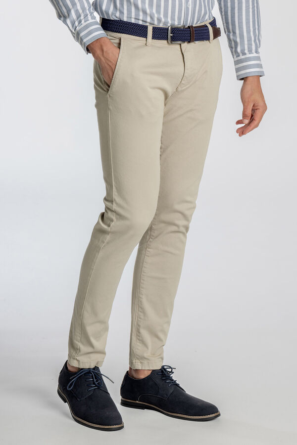 Celopman Chino Básico Skinny Croped   cinzento