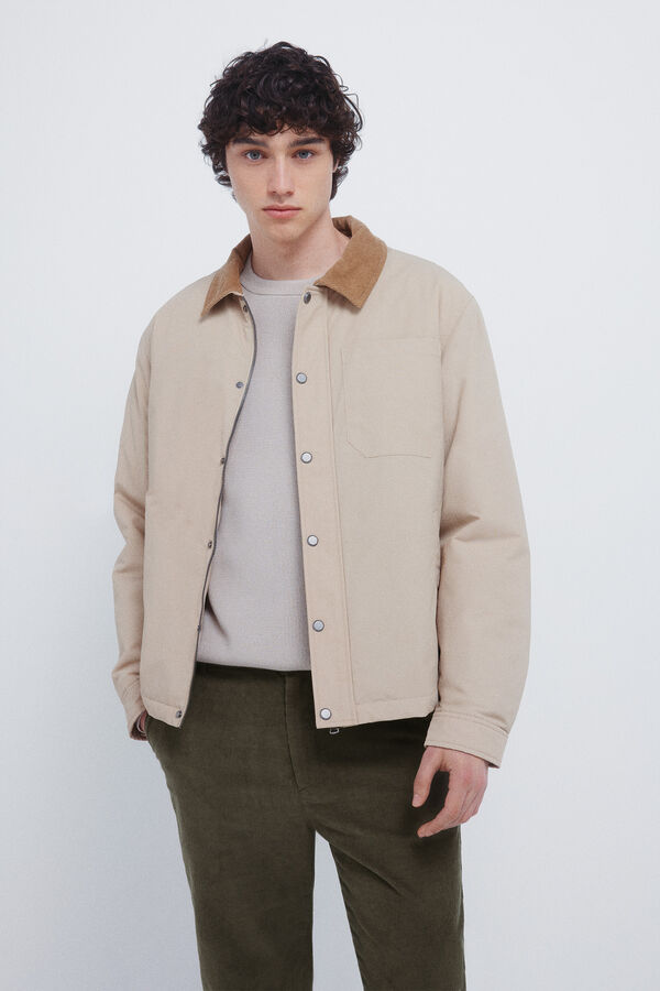 Springfield Calças chino slim fit de veludo cotelê micro estampado