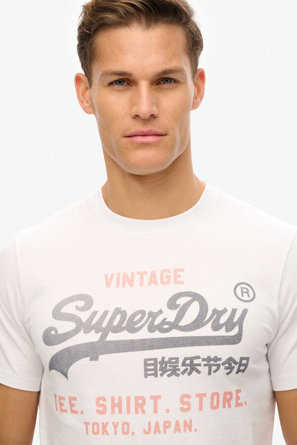 Superdry T-shirt manga curta b&aacute;sica com log&oacute;tipo grande branco