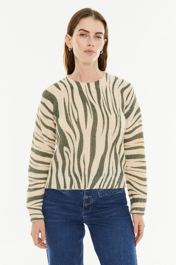 System Action Suéter com efeito animal estampado verde