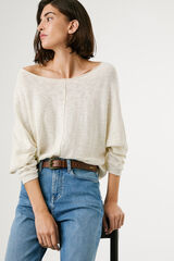 Pepe Jeans  Blusa de malha de malha manga comprida com detalhe nas mangas.  branco