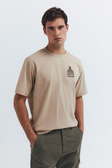 Springfield Camiseta bordado geométrica bege