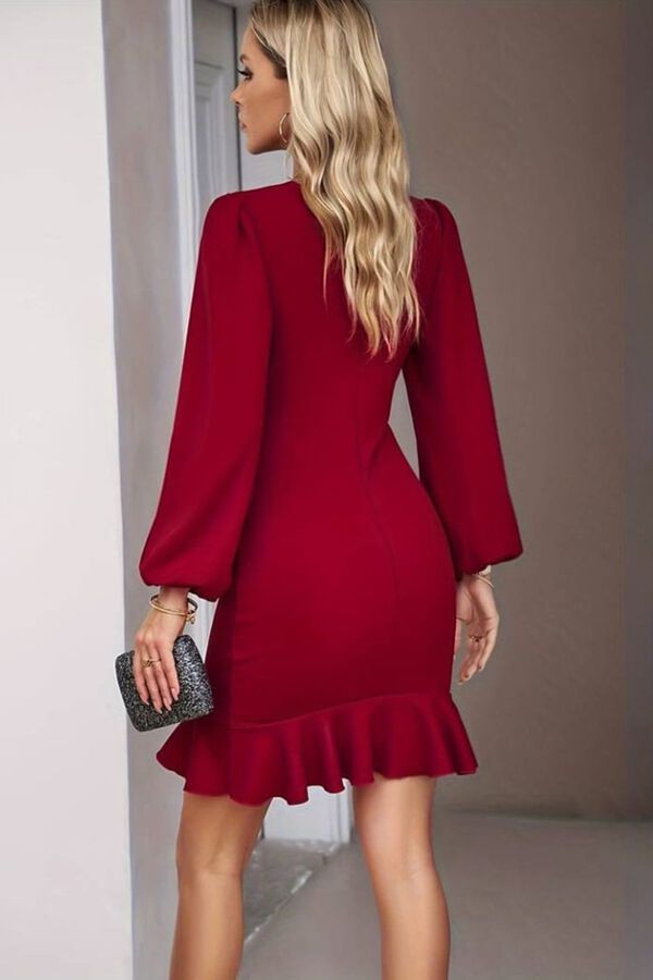 Trendyol Vestido mini de manga comprida vermelho