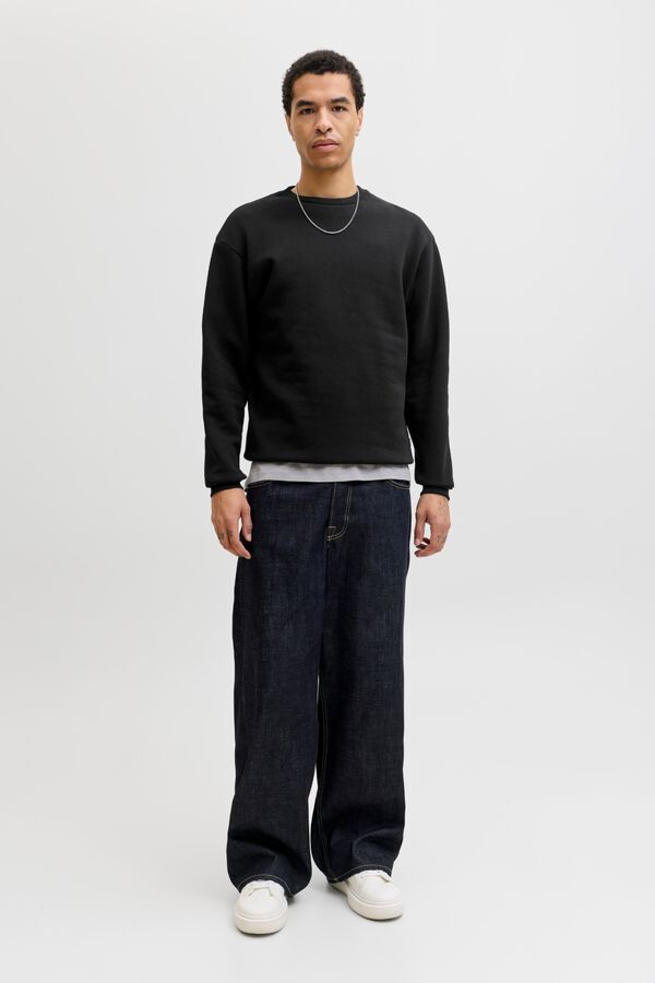 Jack & Jones Sweatshirt relaxed gola redonda preto