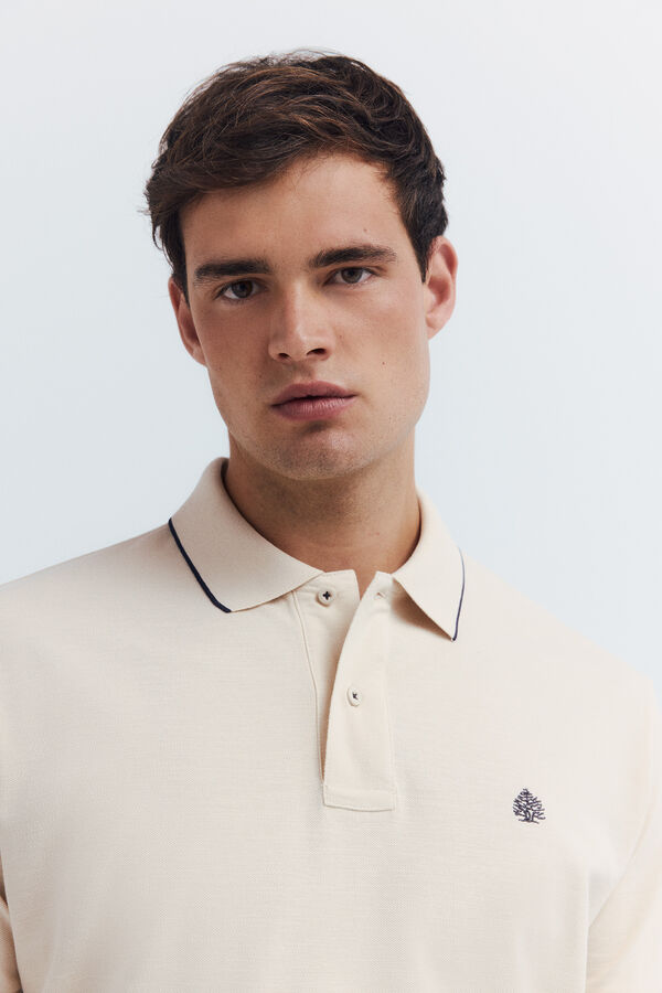Springfield Polo piqué chique com gola estilo regular fit bege