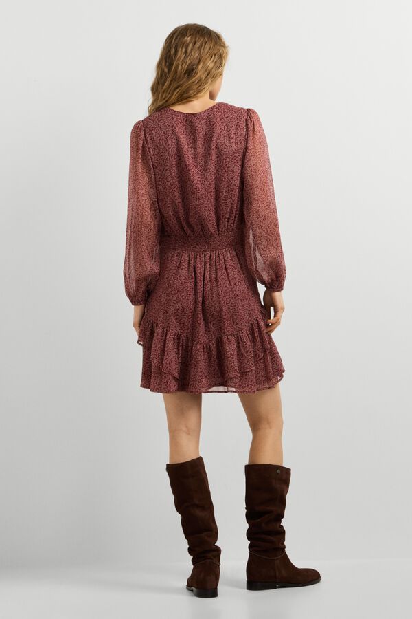 Pepe Jeans Vestido curto com folhos castanho