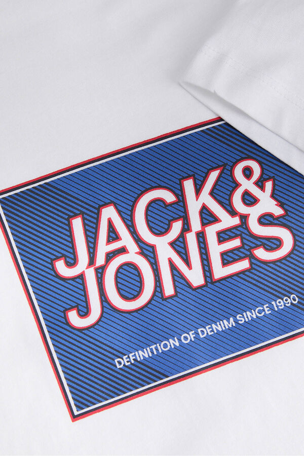 Jack & Jones Camiseta b&aacute;sica com logo branco