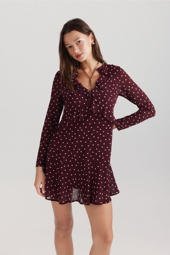 Vestido corto topos volantes