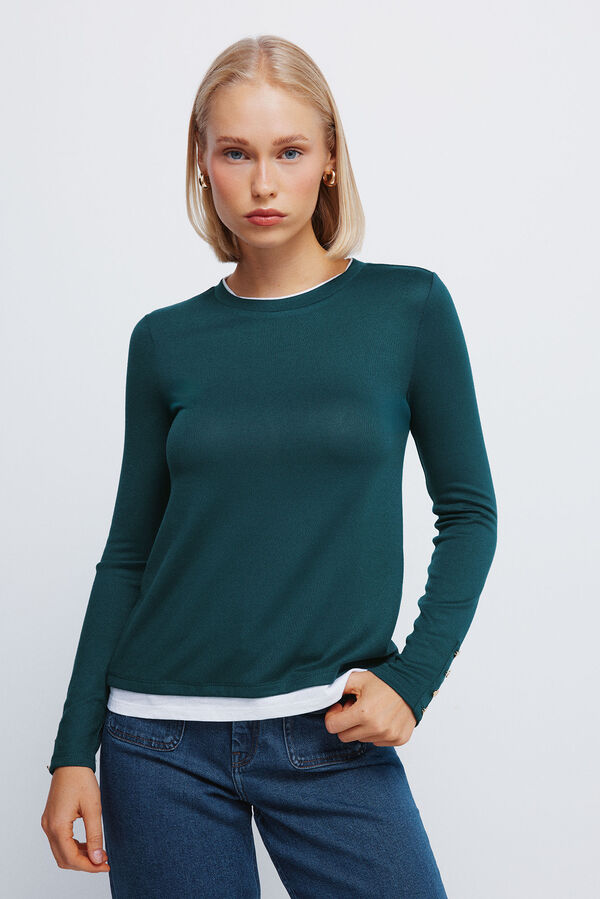 Springfield T-shirt efeito dupla pe&ccedil;a com toque suave verde