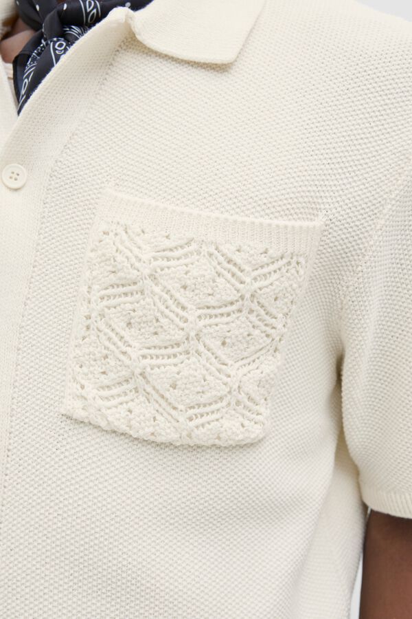 Jack & Jones Polo de crochet com caimento relaxado branco