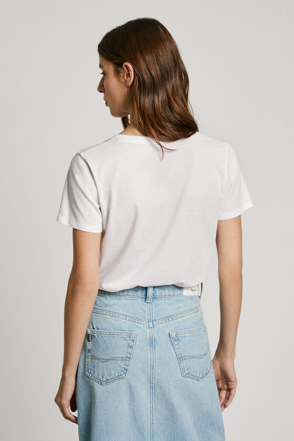 Pepe Jeans Camiseta de manga curta Macy com decote em V branco