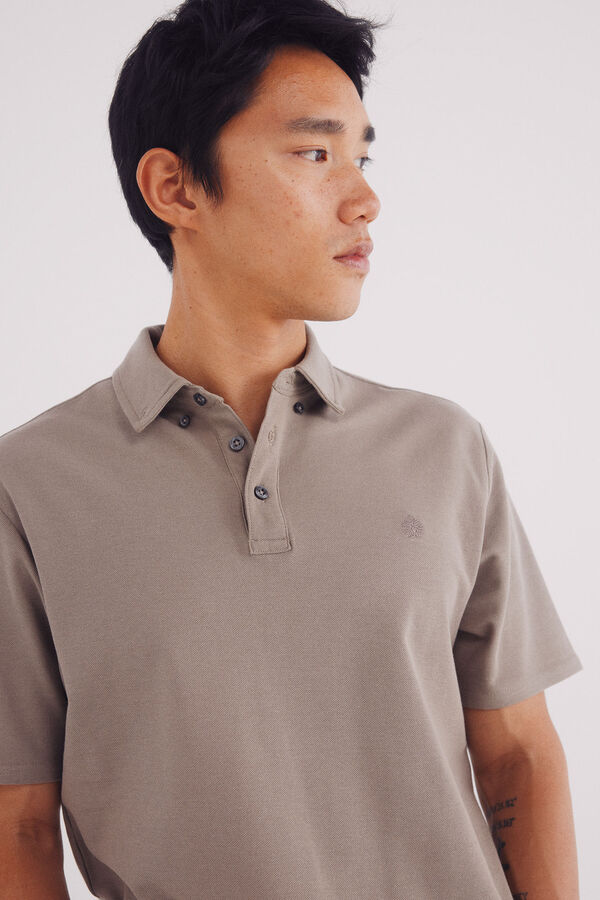 Springfield vestido slim fit com look polo piqué cru