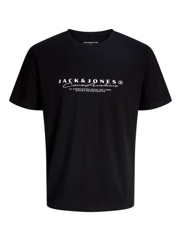 Jack & Jones PLUS T-shirt básica com estampado frontal preto