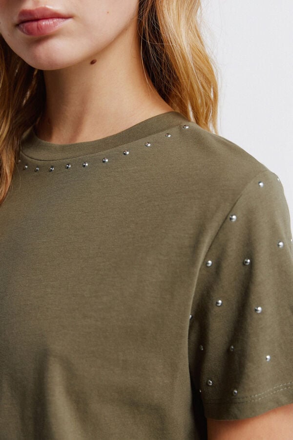 Springfield T-shirt manga curta com tachas cru