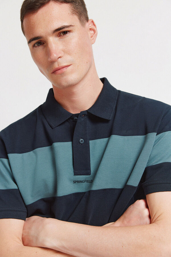 Springfield Polo piqu&eacute; color block regular fit azul