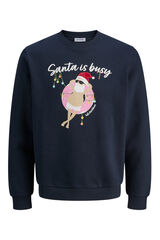 Jack & Jones Sudadera navideña cuello redondo azul