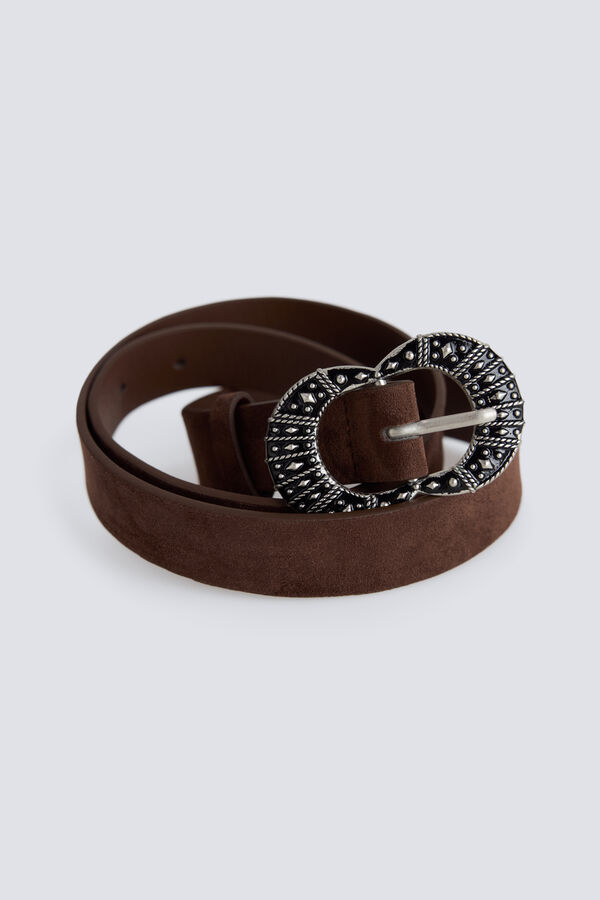 Springfield Cinto fivela com textura castanho