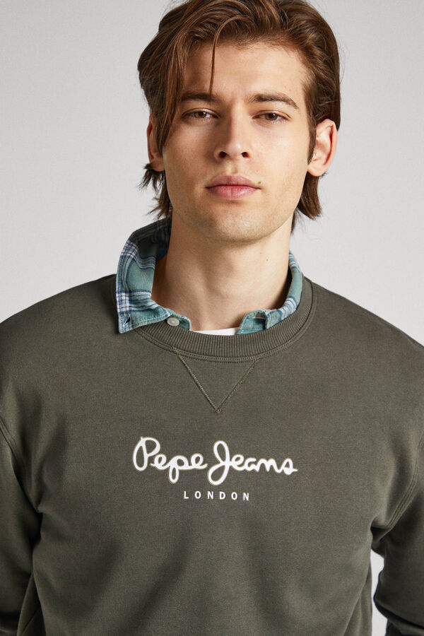 Pepe Jeans Sudadera logo estampado algod&oacute;n verde