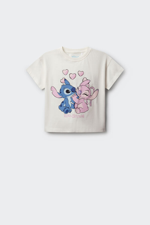 Springfield Kids T-shirt manga curta Lilo & Stitch para menina bege