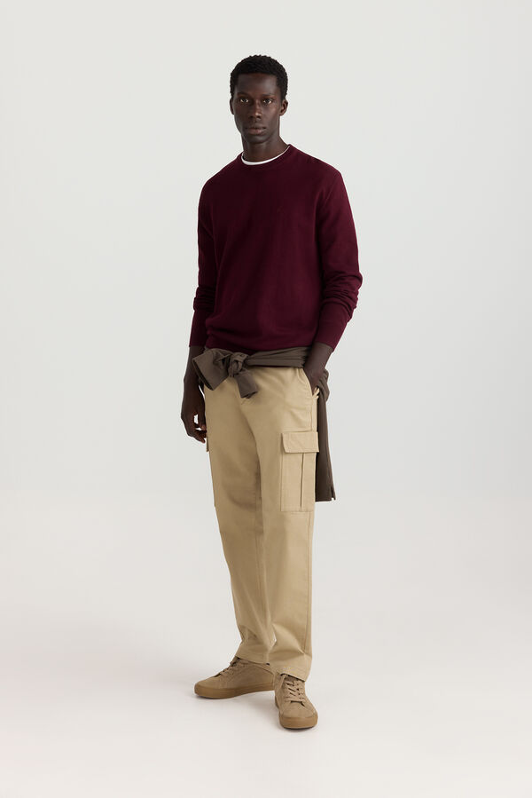 Springfield Camisola b&aacute;sica gola redonda vermelho