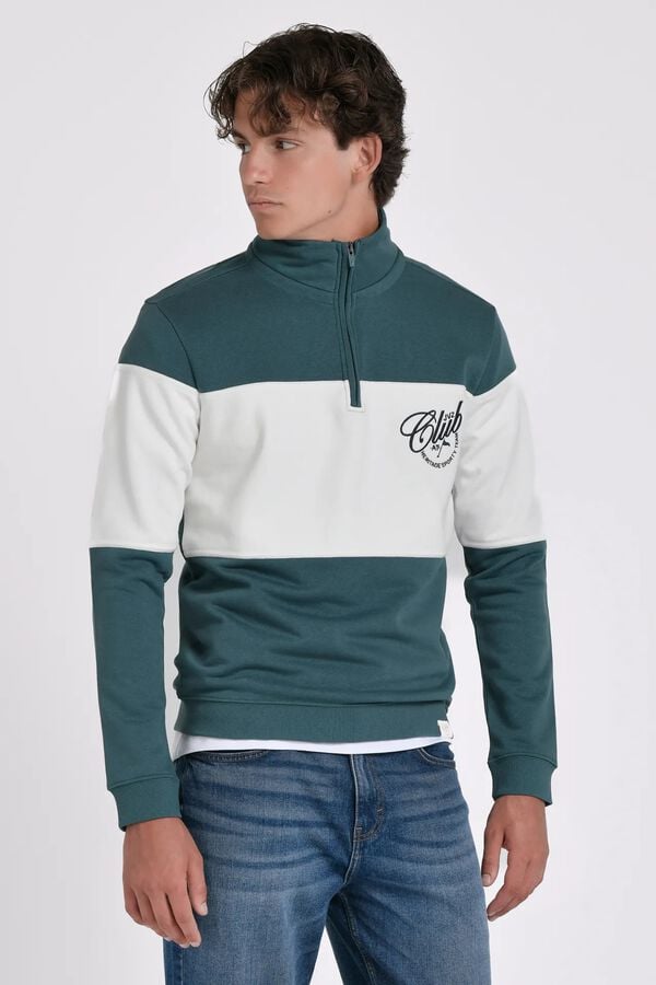 JVZ Sweatshirt de gola alta com meio fecho-&eacute;clair verde