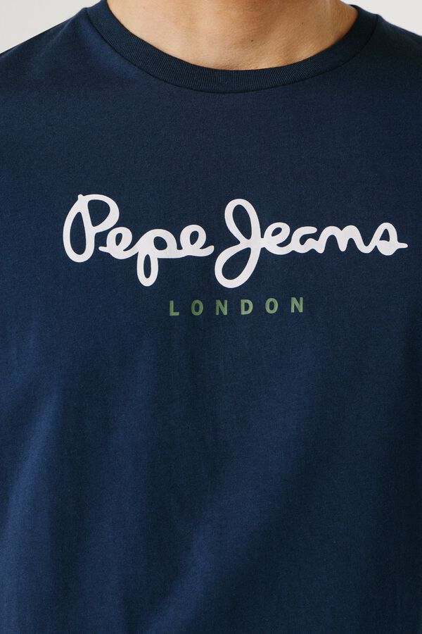 Pepe Jeans T-shirt de manga curta com logo azul
