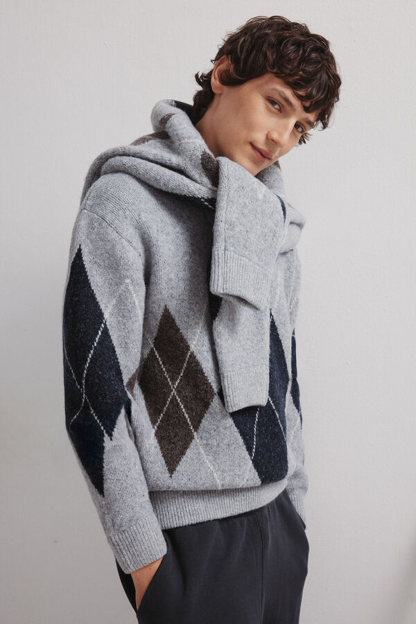 Springfield Camisola de fantasia com padrão de diamante azul