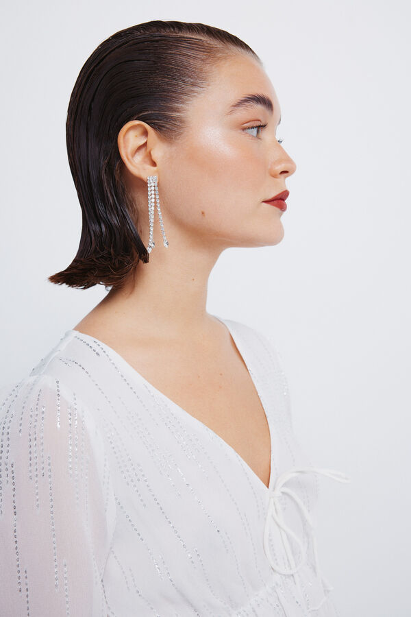 Springfield Blusa de lurex com cós elástico cru