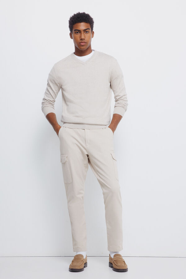 Springfield Camisola básico com gola em V cru