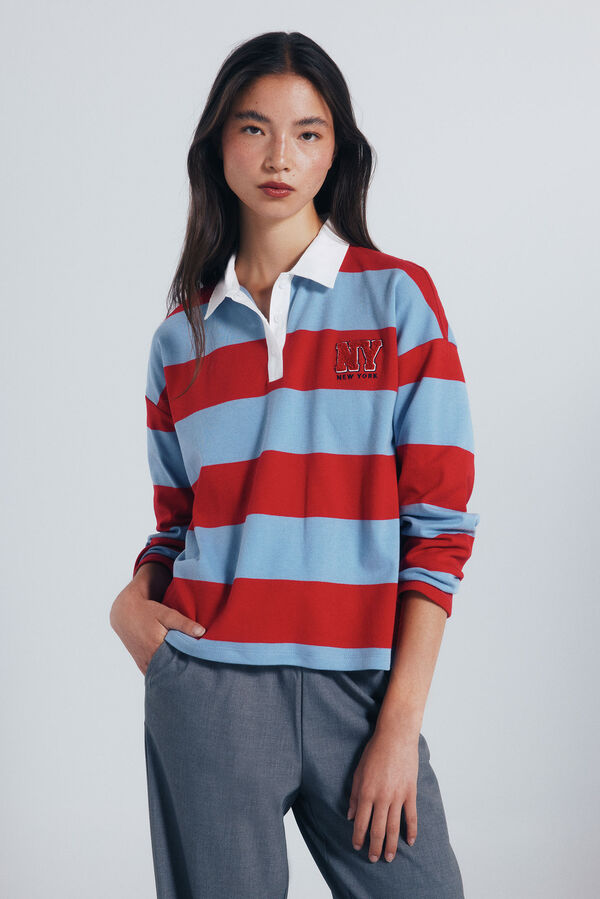 Springfield Polo riscas com bordado azul