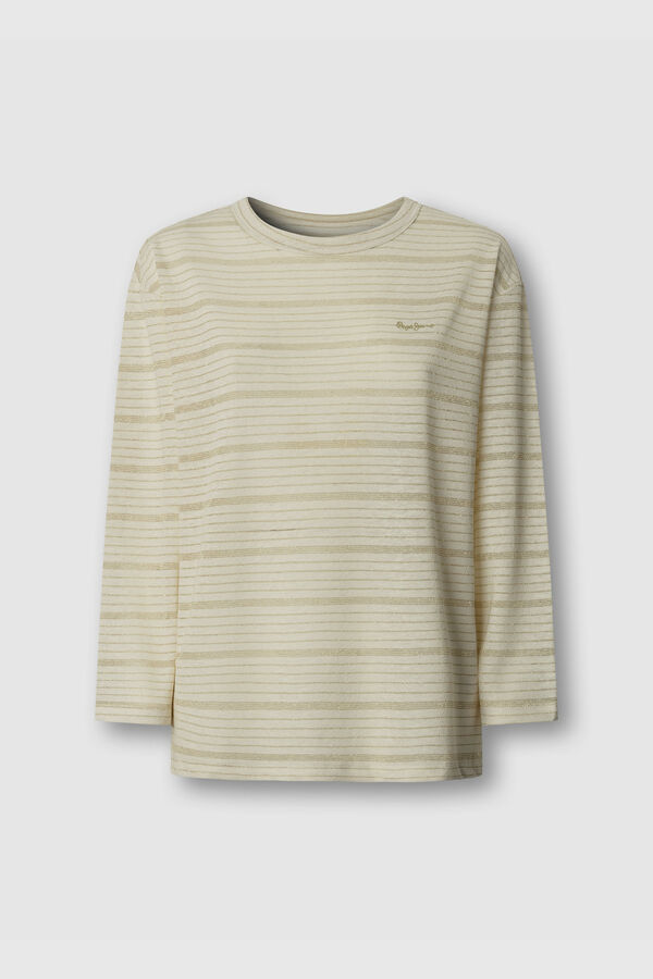Pepe Jeans T-shirt de riscas de manga comprida bege