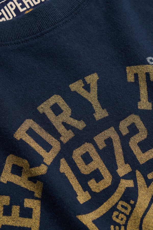 Superdry T-shirt manga curta gr&aacute;fico universit&aacute;rio azul
