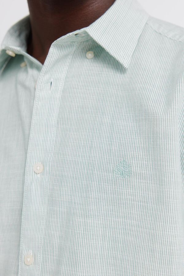 Springfield Camisa leve micro riscas verde