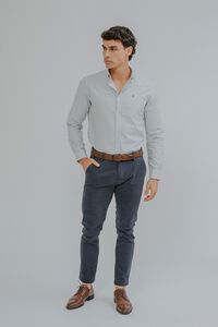 Celopman Camisa oxford de riscas finas