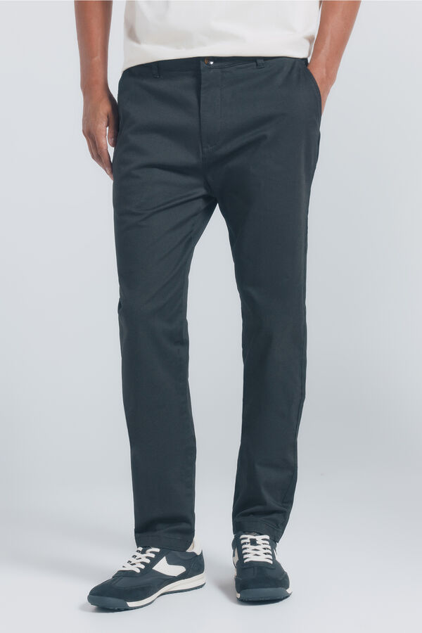 Springfield Calça calças chino slim fit com micro estampa Caqui escuro