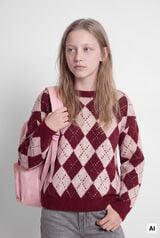 Springfield Kids Girl's argyle jumper red