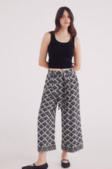Springfield Calças largas estampadas preto
