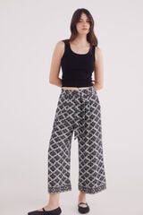Springfield Calças largas estampadas preto