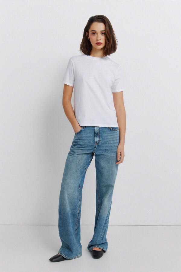 Springfield T-shirt manga curta com tachas branco