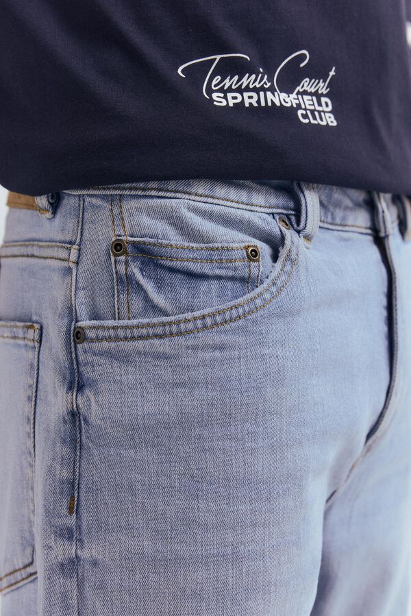 Springfield Jeans de corte reto com lavagem clara azul