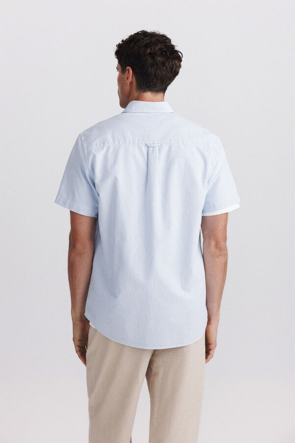 Springfield Camisa de manga curta oxford riscas azul